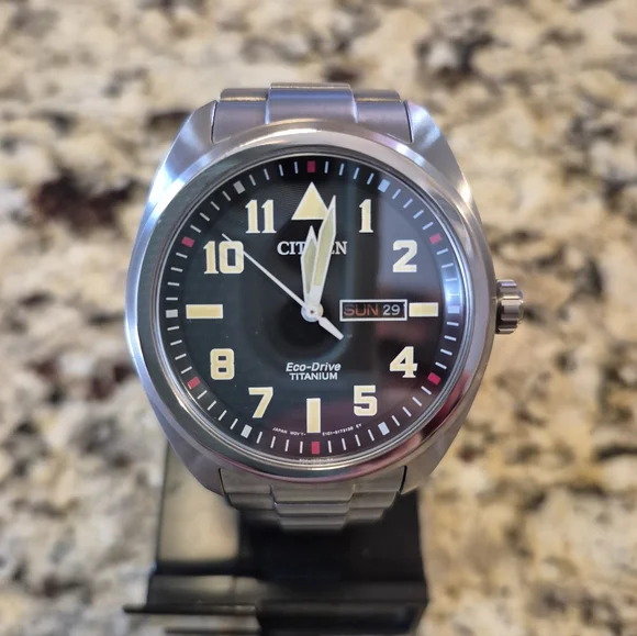 Citizen Garrison Titanium Eco Drive Watch 43mm Black Dial - Picture 4 of 13